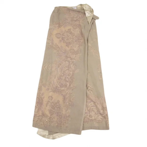 ドリスヴァンノッテンDRIES VAN NOTEN フラワージャガードラップスカート ベージュ36 K-106821_002