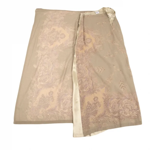 ドリスヴァンノッテンDRIES VAN NOTEN フラワージャガードラップスカート ベージュ36 K-106821_006