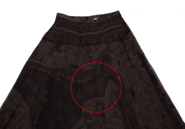 ドリスヴァンノッテンDRIES VAN NOTEN アラベスクプリントシフォン切替スカート チャコール38 K-106822_003