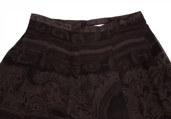 ドリスヴァンノッテンDRIES VAN NOTEN アラベスクプリントシフォン切替スカート チャコール38 K-106822_005