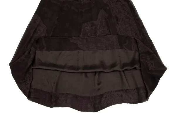 ドリスヴァンノッテンDRIES VAN NOTEN アラベスクプリントシフォン切替スカート チャコール38 K-106822_007