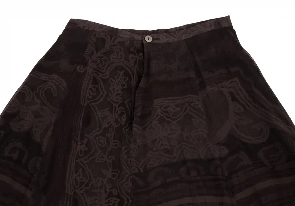 ドリスヴァンノッテンDRIES VAN NOTEN アラベスクプリントシフォン切替スカート チャコール38 K-106822_009