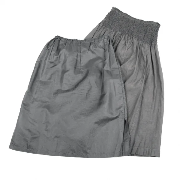 イッセイミヤケ ミーISSEY MIYAKE me ウエストカリフラワー切替ストライプスカート グレーF K-106826_010