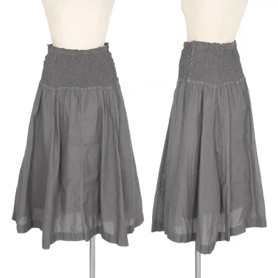 イッセイミヤケ ミーISSEY MIYAKE me ウエストカリフラワー切替ストライプスカート グレー