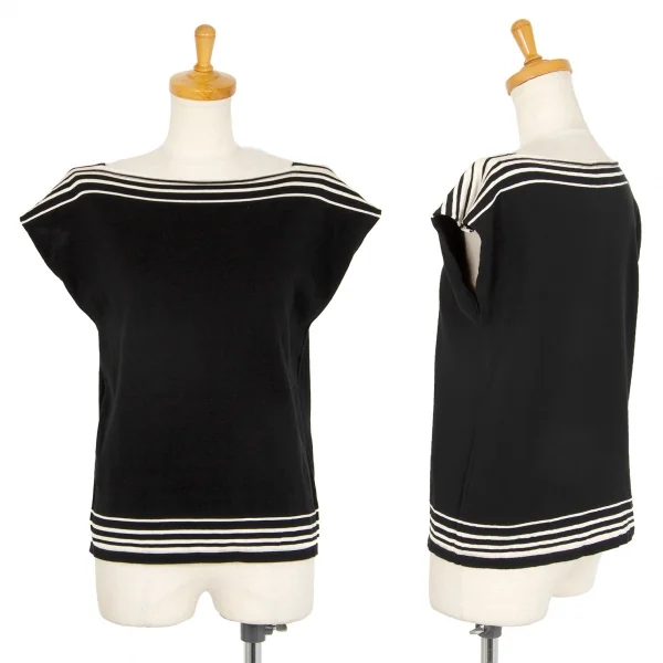 ジャンポールゴルチエ フォー セットプルミエJean Paul GAULTIER FOR SEPT PREMIERES ボックスシルエットノースリーブニット 黒オフ40 K-106831_001