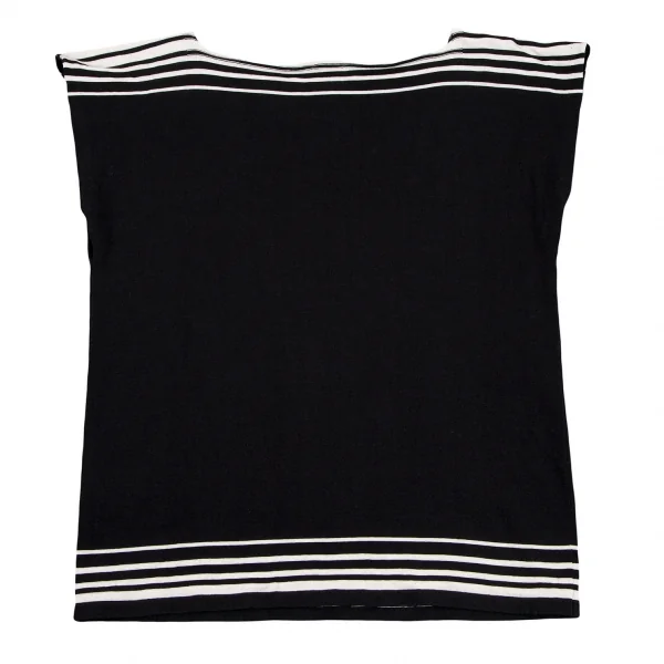 ジャンポールゴルチエ フォー セットプルミエJean Paul GAULTIER FOR SEPT PREMIERES ボックスシルエットノースリーブニット 黒オフ40 K-106831_008