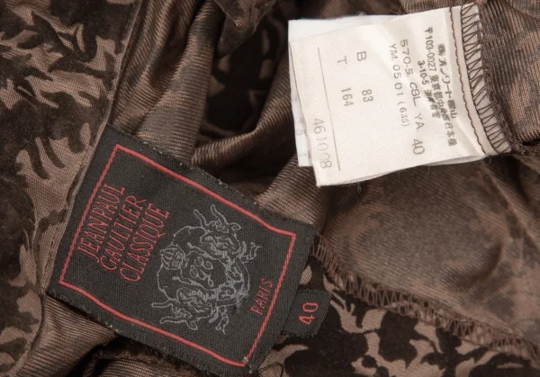 ジャンポールゴルチエ クラシックJean Paul GAULTIER CLASSIQUE エンジェルフロッキープリント半袖シャツ 茶40 K-106837_017