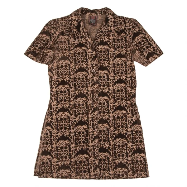 ジャンポールゴルチエ クラシックJean Paul GAULTIER CLASSIQUE エンジェルフロッキープリント半袖シャツ 茶40 K-106837_002