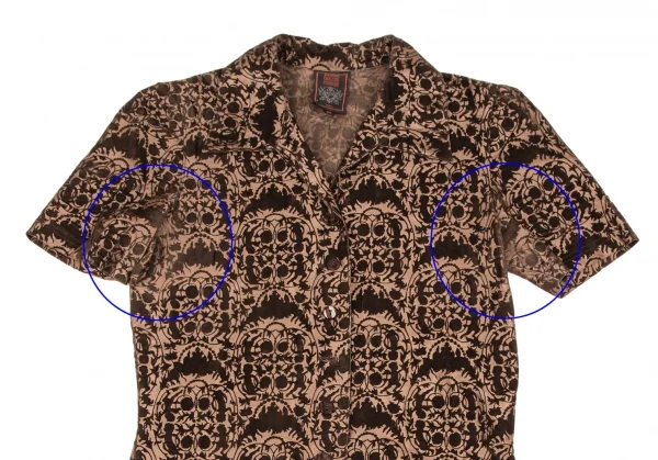 ジャンポールゴルチエ クラシックJean Paul GAULTIER CLASSIQUE エンジェルフロッキープリント半袖シャツ 茶40 K-106837_003
