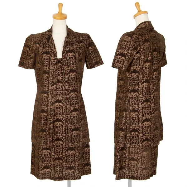 ジャンポールゴルチエ クラシックJean Paul GAULTIER CLASSIQUE ダマスクフロッキープリントキャミソール 茶40 K-106838_015