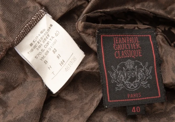 ジャンポールゴルチエ クラシックJean Paul GAULTIER CLASSIQUE ダマスクフロッキープリントキャミソール 茶40 K-106838_016