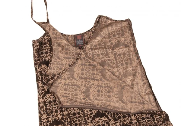 ジャンポールゴルチエ クラシックJean Paul GAULTIER CLASSIQUE ダマスクフロッキープリントキャミソール 茶40 K-106838_008