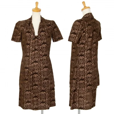 ジャンポールゴルチエ クラシックJean Paul GAULTIER CLASSIQUE ダマスクフロッキープリントアンサンブル 茶