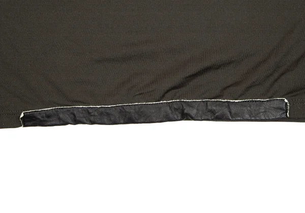 ジャンポールゴルチエ ファムJean Paul GAULTIER FEMME レザーパイピングストレッチTシャツ チャコール40 K-106843_010
