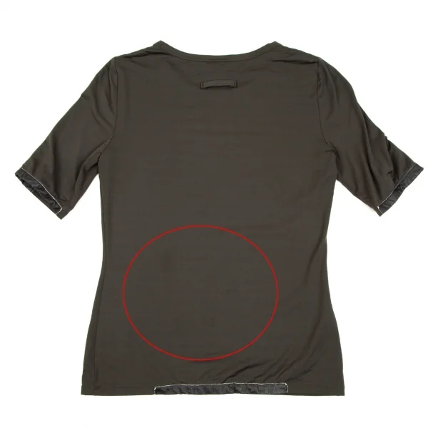 ジャンポールゴルチエ ファムJean Paul GAULTIER FEMME レザーパイピングストレッチTシャツ チャコール40 K-106843_007