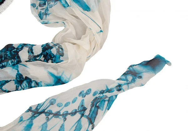 ジャンポールゴルチエ マイユファムJean Paul GAULTIER MAILLE FEMME バックプリントシフォン切替ニットベスト オフエメラルドM K-106852_012