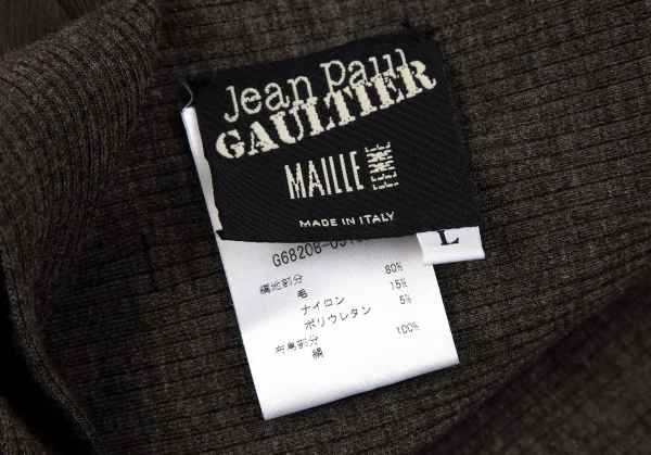 ジャンポールゴルチエ マイユファムJean Paul GAULTIER MAILLE FEMME シフォンバルーンレイヤードリブニットノースリーブワンピース 茶M K-106853_014