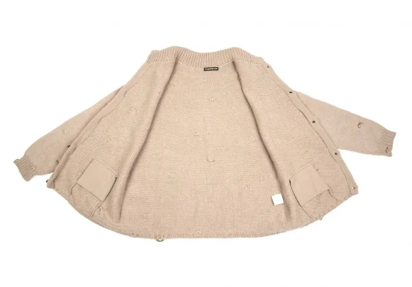 フラボアFRAPBOIS ウールカシミヤリングデザインニットカーディガン ベージュ1 K-106859_010