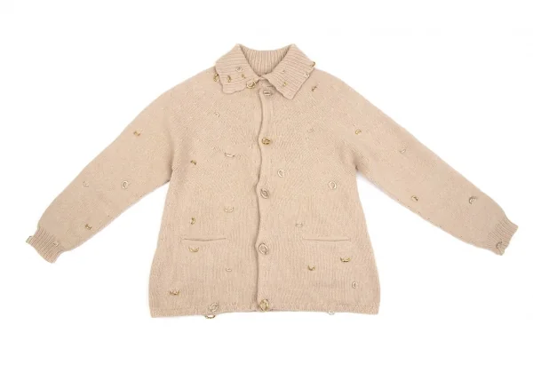 フラボアFRAPBOIS ウールカシミヤリングデザインニットカーディガン ベージュ1 K-106859_002