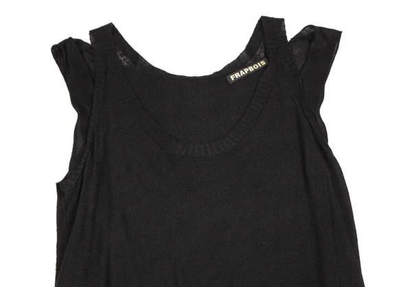 フラボアFRAPBOIS 裾ドッキングノースリーブニット 黒M位 K-106861_003