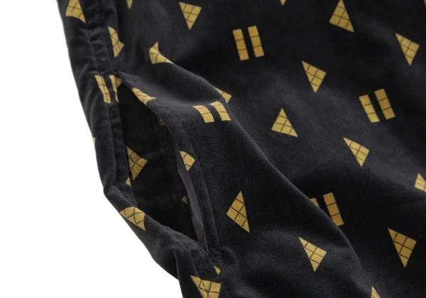 メルシーボークーmercibeaucoup シェイププリントベロア切替プルオーバーシャツワンピース 黒1 K-106864_011