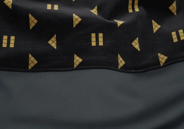 メルシーボークーmercibeaucoup シェイププリントベロア切替プルオーバーシャツワンピース 黒1 K-106864_014