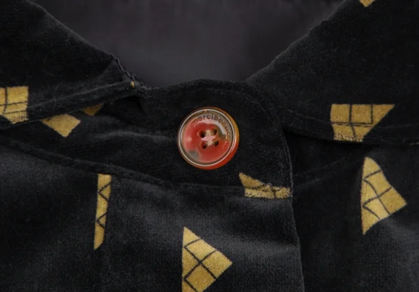 メルシーボークーmercibeaucoup シェイププリントベロア切替プルオーバーシャツワンピース 黒1 K-106864_004