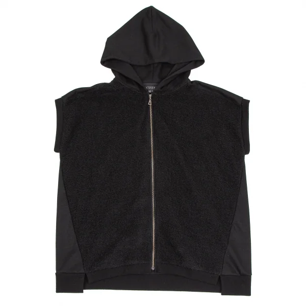アツロウタヤマATSURO TAYAMA フロントニット切替ノースリーブジップパーカー 黒38 K-106866_002