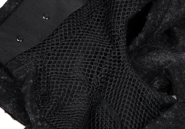 ヨウジヤマモト ファムYohji Yamamoto FEMME ウールナイロン裏ネット変形ジャケット チャコールS K-106891_012