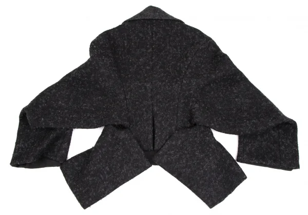 ヨウジヤマモト ファムYohji Yamamoto FEMME ウールナイロン裏ネット変形ジャケット チャコールS K-106891_013