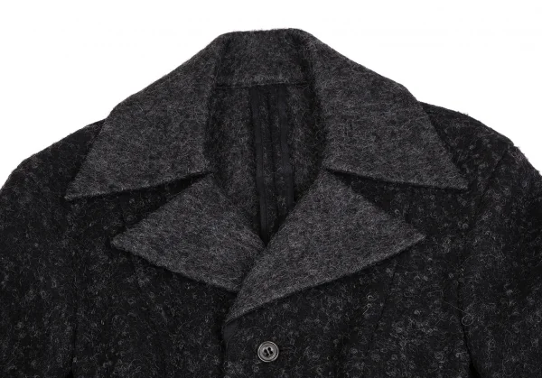 ヨウジヤマモト ファムYohji Yamamoto FEMME ウールナイロン裏ネット変形ジャケット チャコールS K-106891_003