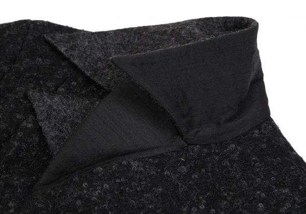 ヨウジヤマモト ファムYohji Yamamoto FEMME ウールナイロン裏ネット変形ジャケット チャコールS K-106891_004