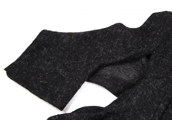 ヨウジヤマモト ファムYohji Yamamoto FEMME ウールナイロン裏ネット変形ジャケット チャコールS K-106891_006