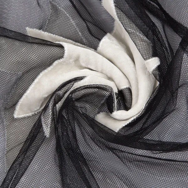 ヨウジヤマモト ファムYohji Yamamoto FEMME ベロアパッチチュールノースリーブワンピース 黒S K-106894_015