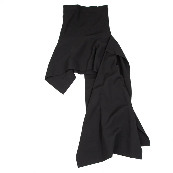 ヨウジヤマモト ファムYohji Yamamoto FEMME ウールオールドギャバベルテッドアシンメトリーワンピース 黒1 K-106895_002