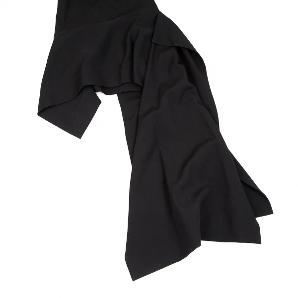 ヨウジヤマモト ファムYohji Yamamoto FEMME ウールオールドギャバベルテッドアシンメトリーワンピース 黒1 K-106895_004