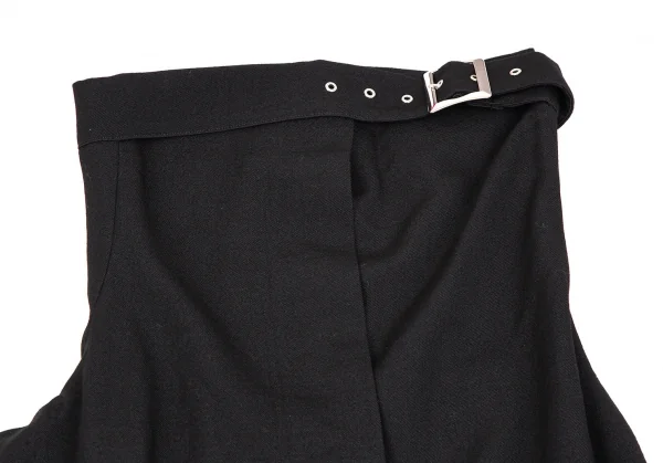 ヨウジヤマモト ファムYohji Yamamoto FEMME ウールオールドギャバベルテッドアシンメトリーワンピース 黒1 K-106895_006