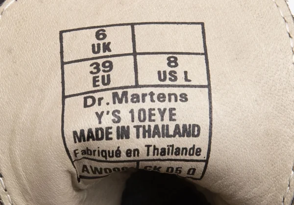 ワイズ×ドクターマーチンY's× Dr Martens バックジップ10ホールブーツ 黒UK6(25) K-106908_015