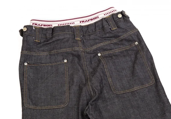 フラボアFRAPBOIS ウールウエストロゴゴムペインターデニムパンツ 黒1 K-106912_011