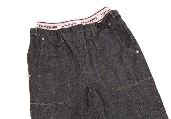 フラボアFRAPBOIS ウールウエストロゴゴムペインターデニムパンツ 黒1 K-106912_002