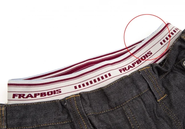 フラボアFRAPBOIS ウールウエストロゴゴムペインターデニムパンツ 黒1 K-106912_004