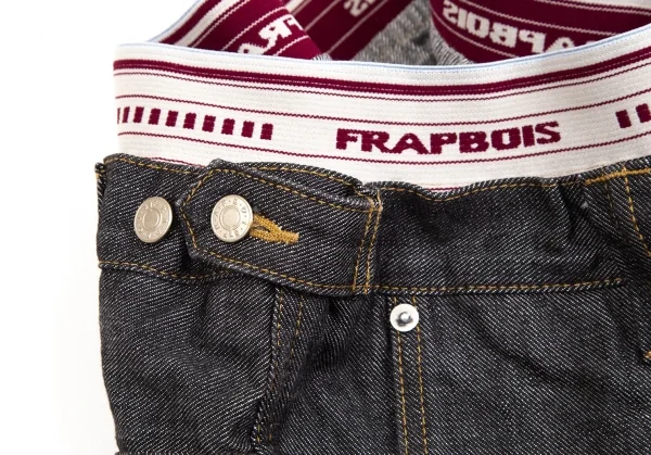 フラボアFRAPBOIS ウールウエストロゴゴムペインターデニムパンツ 黒1 K-106912_006