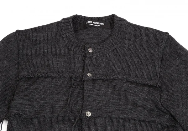 ジュンヤワタナベ コムデギャルソンJUNYA WATANABE COMME des GARCONS フロント切替ニットカーディガン グレーS位 K-106937_003
