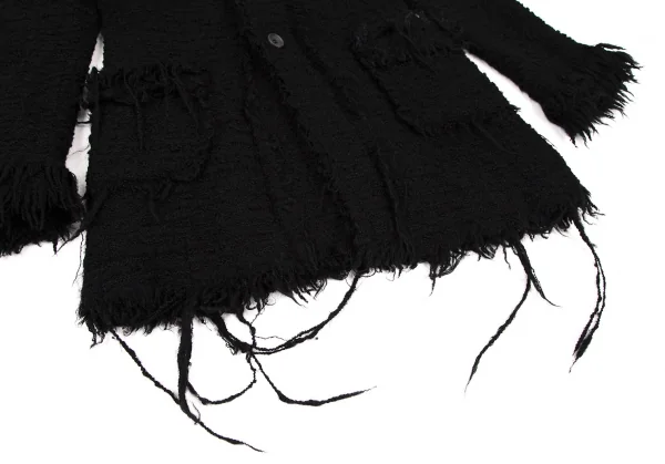 ジュンヤワタナベ コムデギャルソンJUNYA WATANABE COMME des GARCONS フリンジツイードノーカラージャケット 黒S K-106938_010