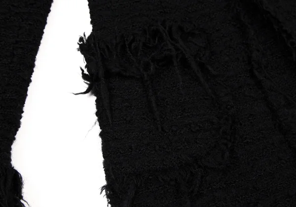 ジュンヤワタナベ コムデギャルソンJUNYA WATANABE COMME des GARCONS フリンジツイードノーカラージャケット 黒S K-106938_011