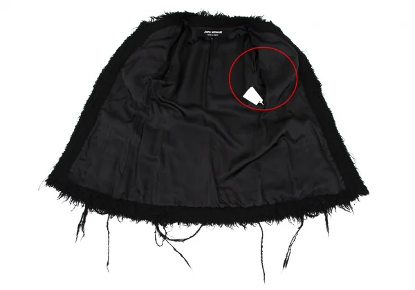 ジュンヤワタナベ コムデギャルソンJUNYA WATANABE COMME des GARCONS フリンジツイードノーカラージャケット 黒S K-106938_012