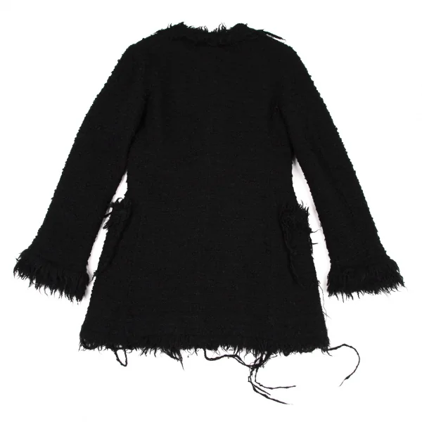 ジュンヤワタナベ コムデギャルソンJUNYA WATANABE COMME des GARCONS フリンジツイードノーカラージャケット 黒S K-106938_014
