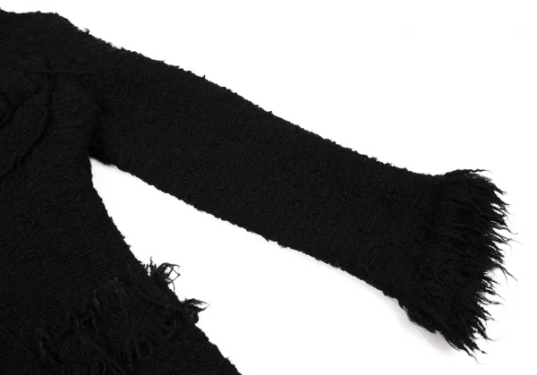 ジュンヤワタナベ コムデギャルソンJUNYA WATANABE COMME des GARCONS フリンジツイードノーカラージャケット 黒S K-106938_007