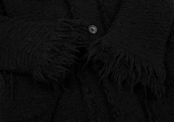 ジュンヤワタナベ コムデギャルソンJUNYA WATANABE COMME des GARCONS フリンジツイードノーカラージャケット 黒S K-106938_008