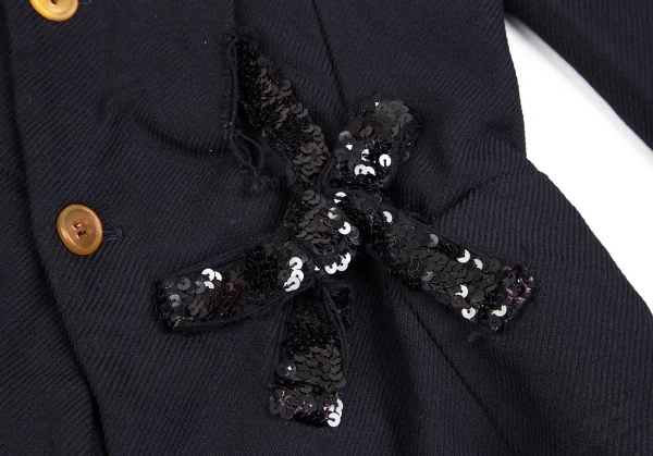 コムコム コムデギャルソンCOMME des GARCONSスパンコール装飾エステルジャケット 濃紺M K-106941_012
